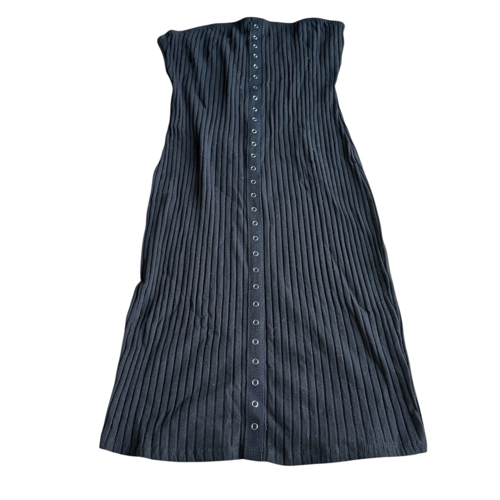 Papaya Women’s Black Strapless Dress with Button Detail Size M Grunge Slim